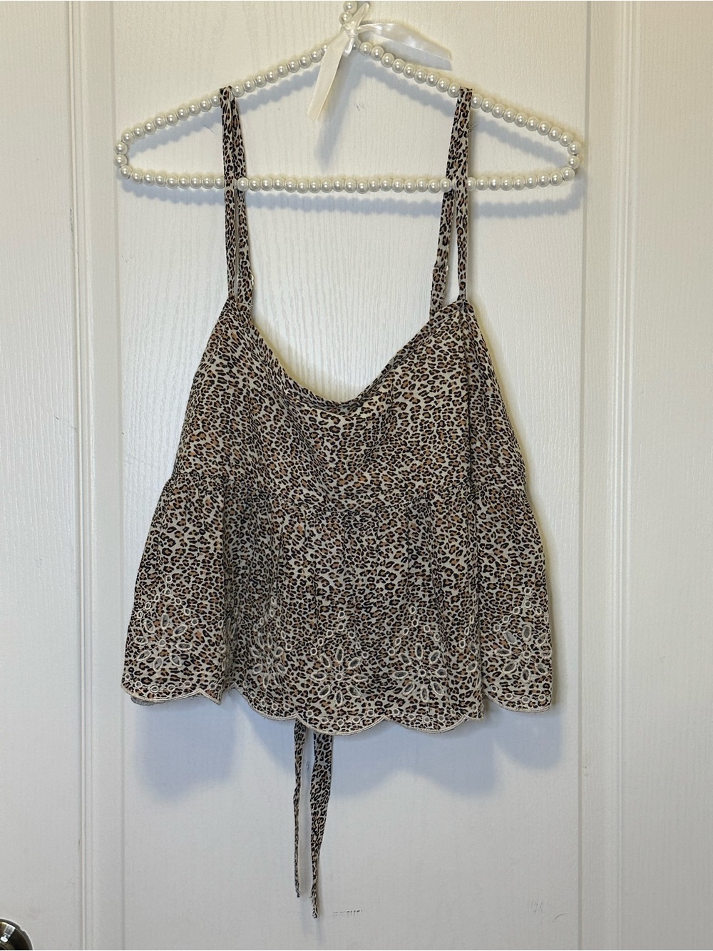 American Eagle Outfitters Beige/Brown Leopard Print Cropped Cami